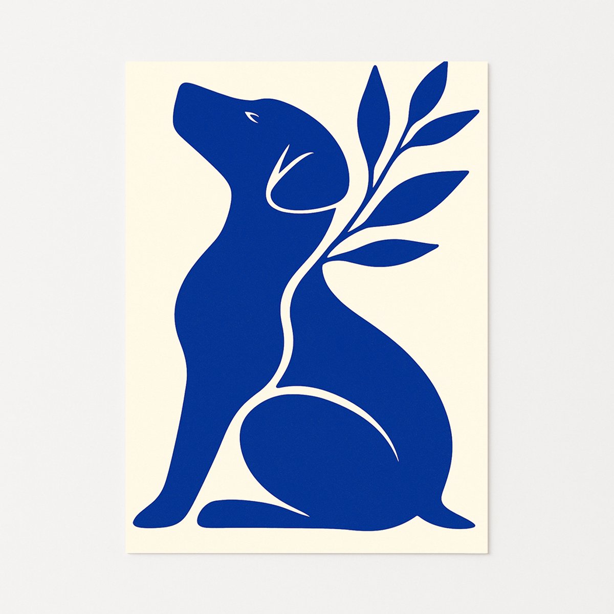 Blauwe hond – muurdecoratie modern – wanddecoratie – Poster – 60x90 cm