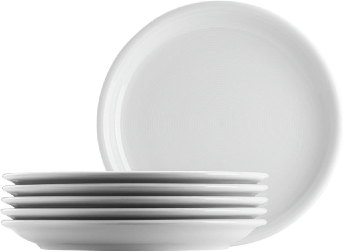Set van 6 Witte Porseleinen Ontbijtborden 20 cm