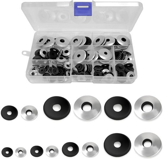 Afdichtringen - RVS - Spenglerschroeven - 135 stuks - Neopreen - Boorschroeven - Voor M4.2/M4.8/M5.5/M6.3/M8 - Geschikt voor EPDM - Roestvrij staal.