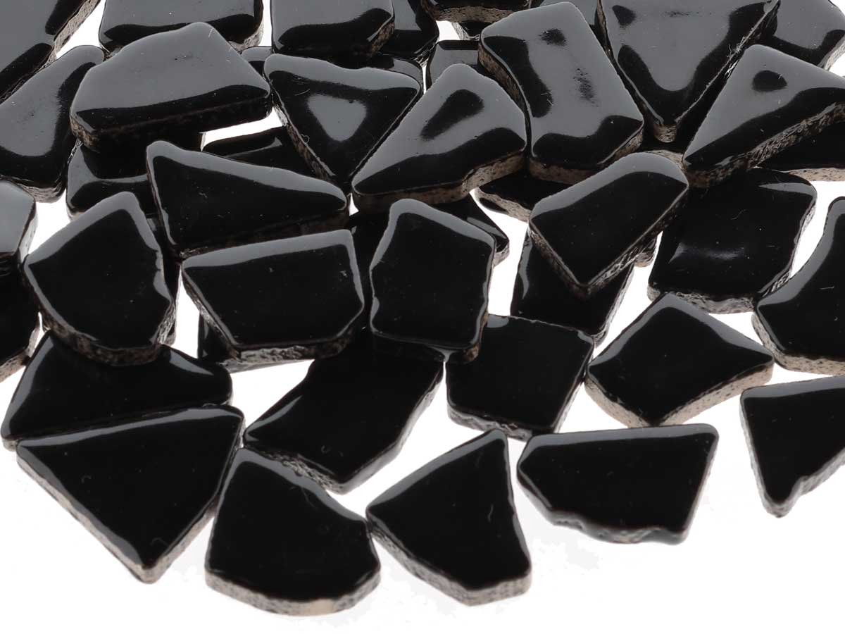 Mozaïek puzzelsteentjes keramiek - zwart; 500 gram XL-pack