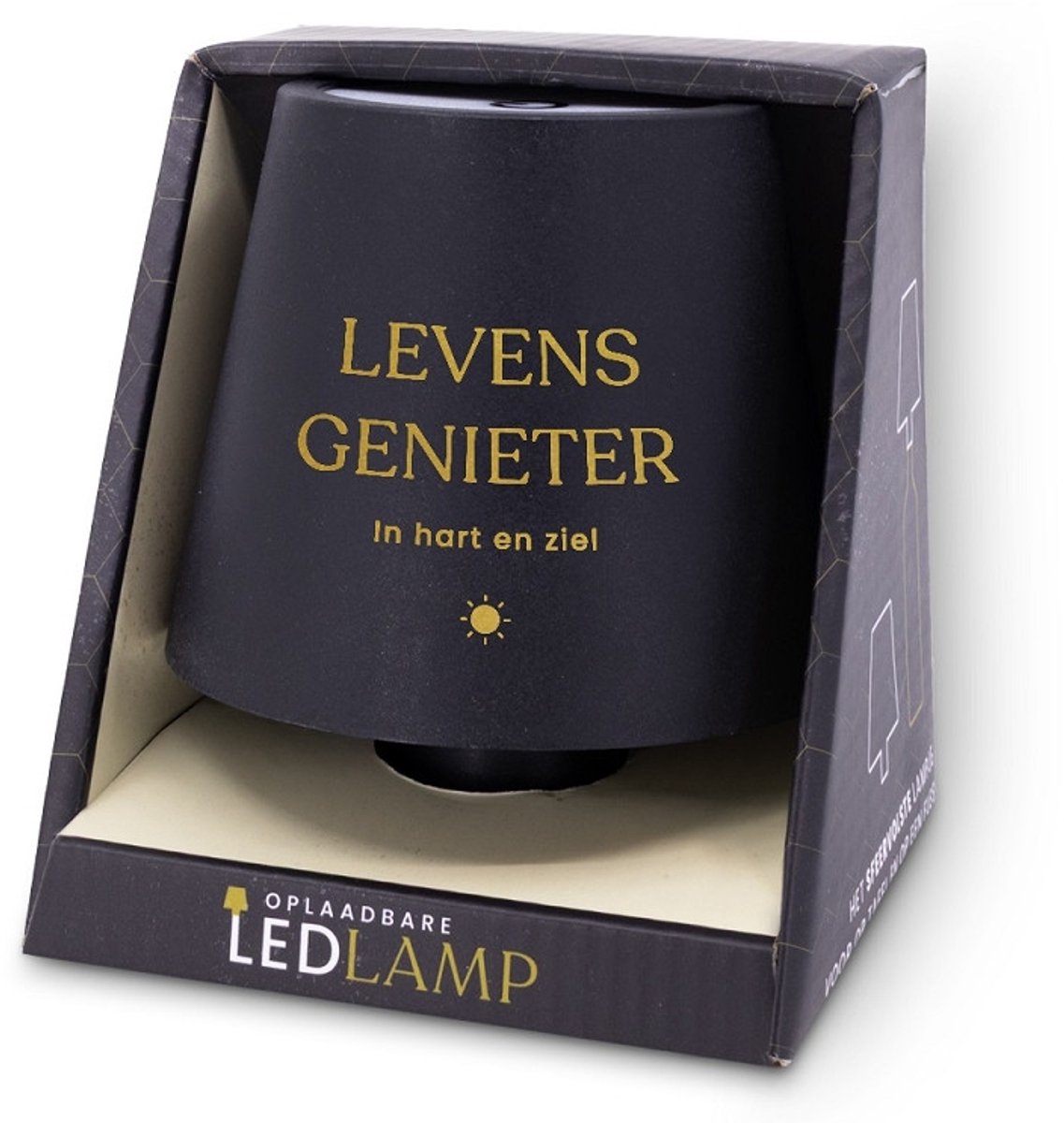Oplaadbare Led Tafellamp - fleslamp - met tekst - Levensgenieter
