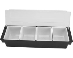 Opbergoplossing - Keukenorganizer - Kruiderij server - Met deksel - Restaurantbenodigdheden - Campingaccessoire - Handig formaat - Geschikt voor feesten - Multifunctioneel - Verkrijgbaar in zwart.