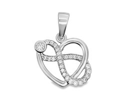 Juwelier Zwartevalk - Zilveren (gerhodineerd) hart met infinity hanger - 24.384