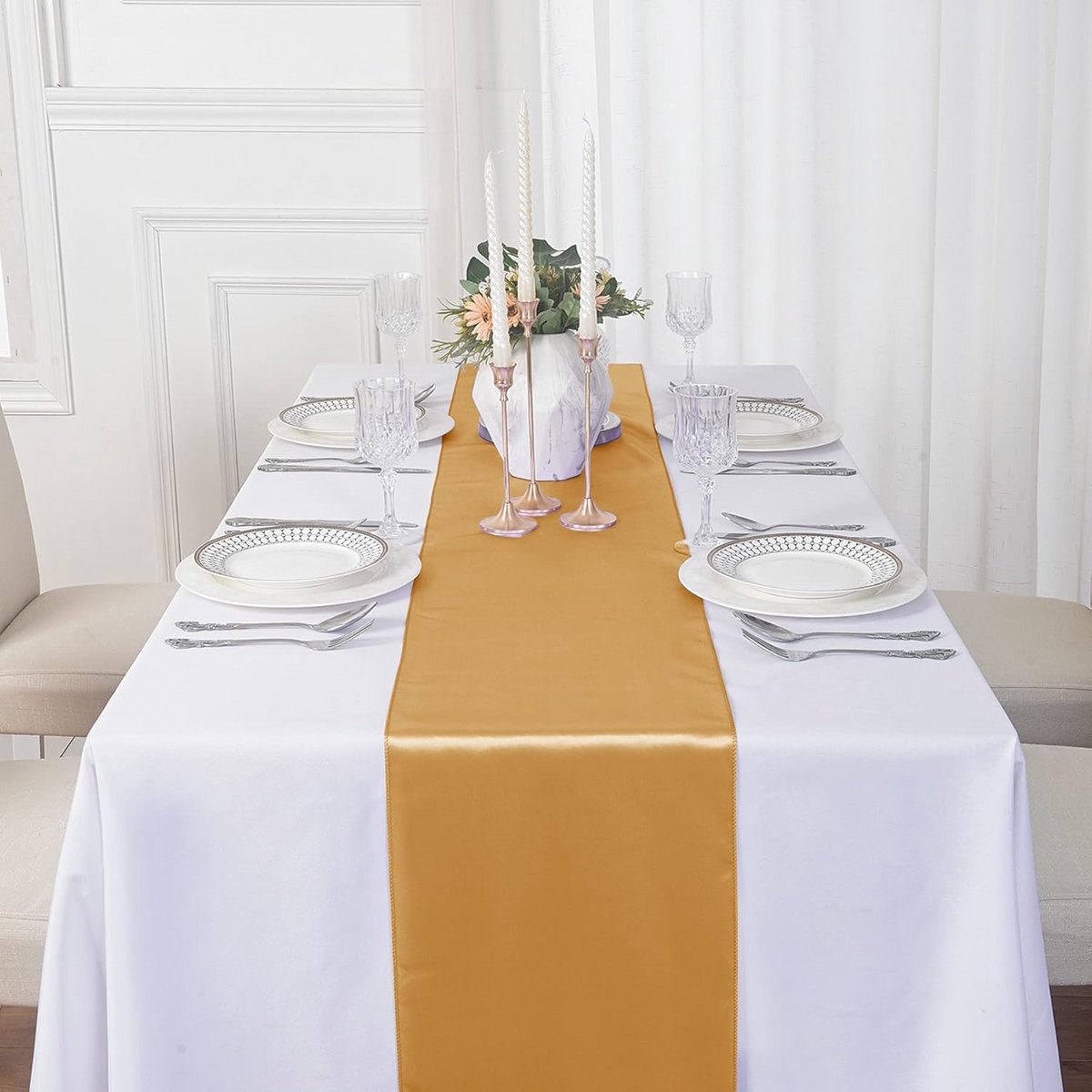 6 Stuks Luxe Satijnen Tafelloper 30x274 cm - Elegant voor Bruiloft en Feestdecoratie