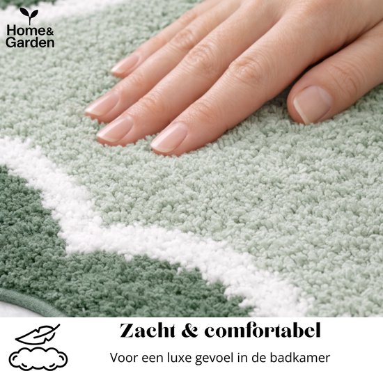 Home&Garden Luxe Badmat – Anti‑Slip – Zacht & Absorberend – 80×50 cm – Groen – Sneldrogend – Badkamer Mat