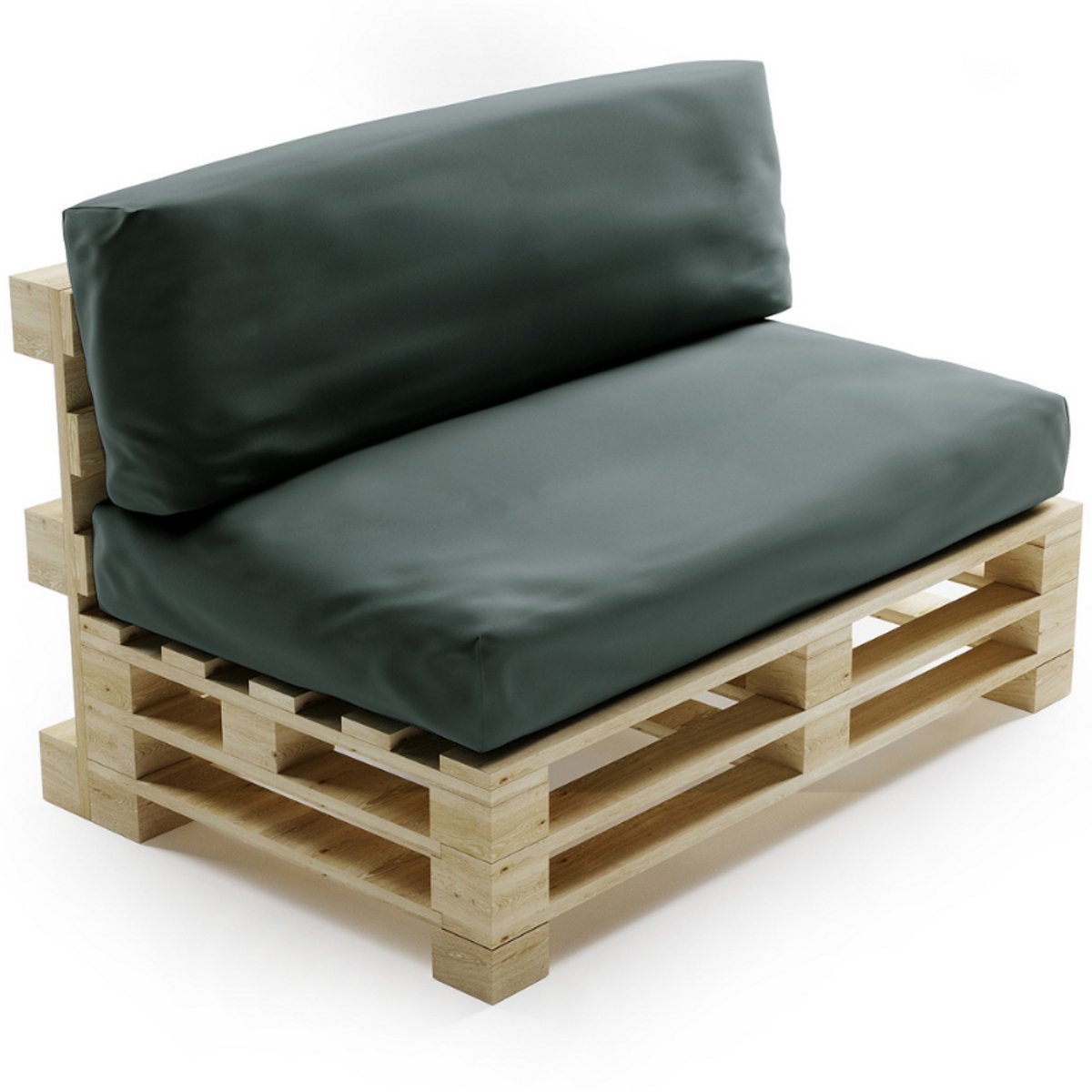 Bananair - Palletkussens Set - Afneembare hoes - Waterbestendig - Tuinkussens voor Palletbank - 1x Zitkussen 120x80x15 cm & 1x Rugkussen 120x40x15 cm - Donkergrijs