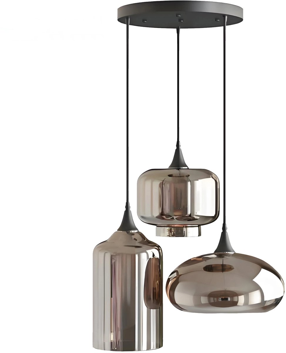 Fubzz Glazen Hanglamp - Scandinavisch Design - 3 Lichtpunten E27 - Moderne Eetkamer En Woonkamer Verlichting - Onregelmatige Café Bar Lamp 220V