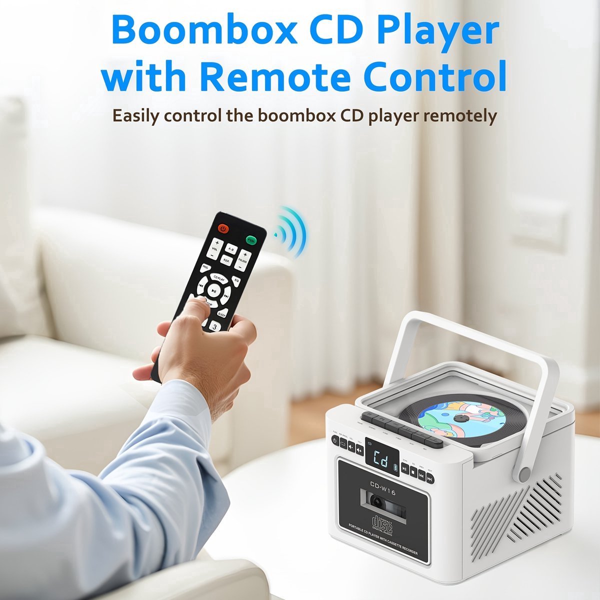 Retro CD-Cassette Boombox - 5W Stereo, Radio & USB thumbnail 5