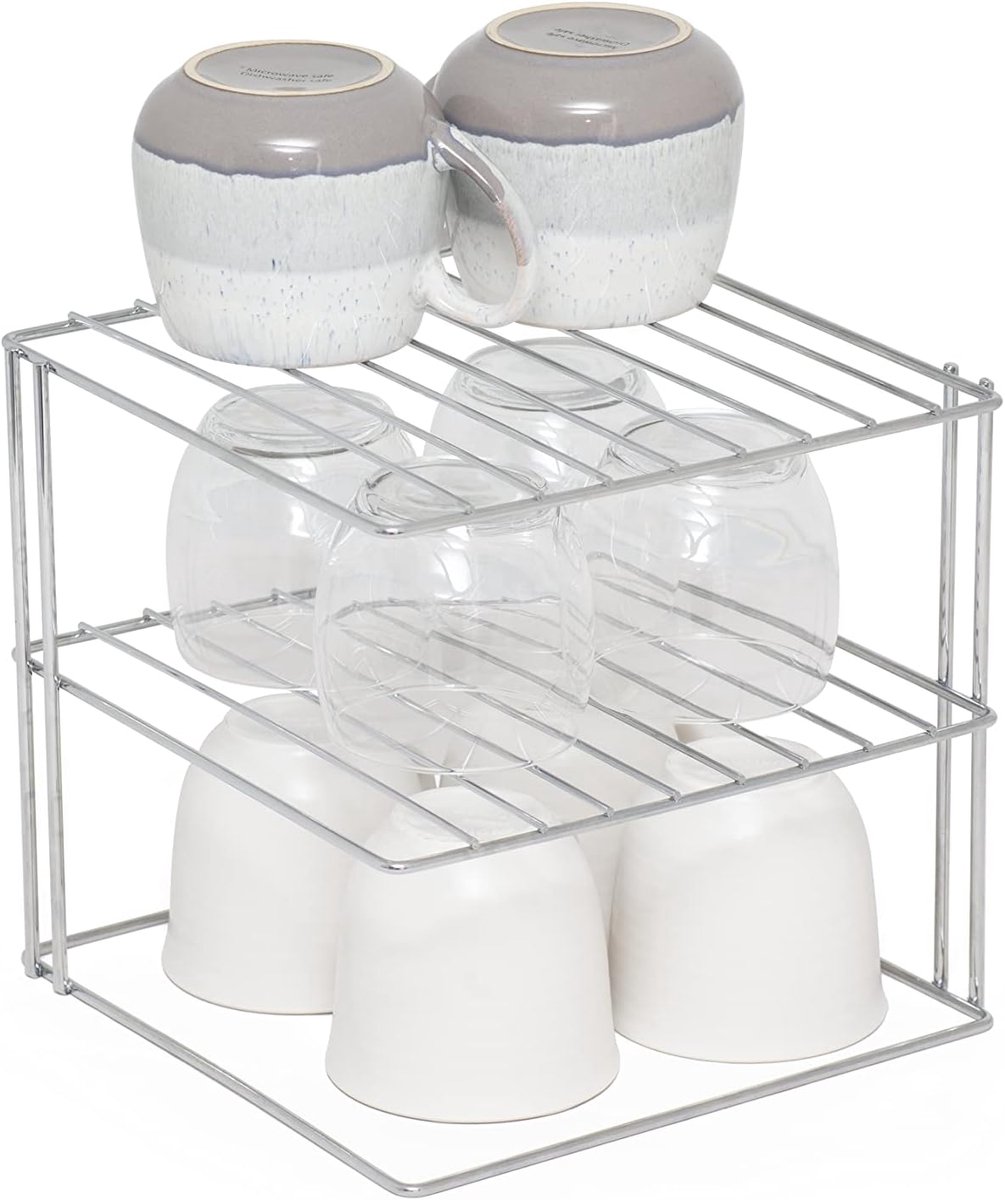 Famanu – Bordenrek 3-laags – Keukenkast organizer – Chroom – Vierkant