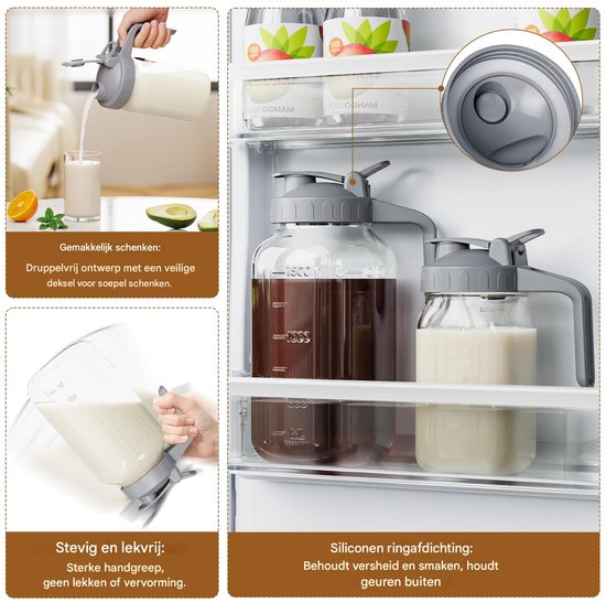 Glazen sapflessen 4 stuks 350 ml - glazen waterflessen met brede opening met deksel - voor sap, smoothies, melk, eiwitten, BPA-vrij, herbruikbaar, roestvrijstalen deksels, lekvrij, shakerfles (400 ml
