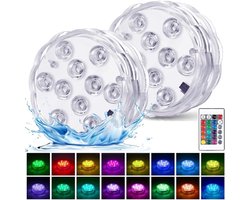 GELLDG Onderwaterverlichting met afstandsbediening – 2 stuks – Waterdicht, werkt op batterijen – RGB-kleurenwisseling – Geschikt voor zwembaden, vazen, spa’s, aquariums, vijvers, jacuzzi’s en feestdecoraties