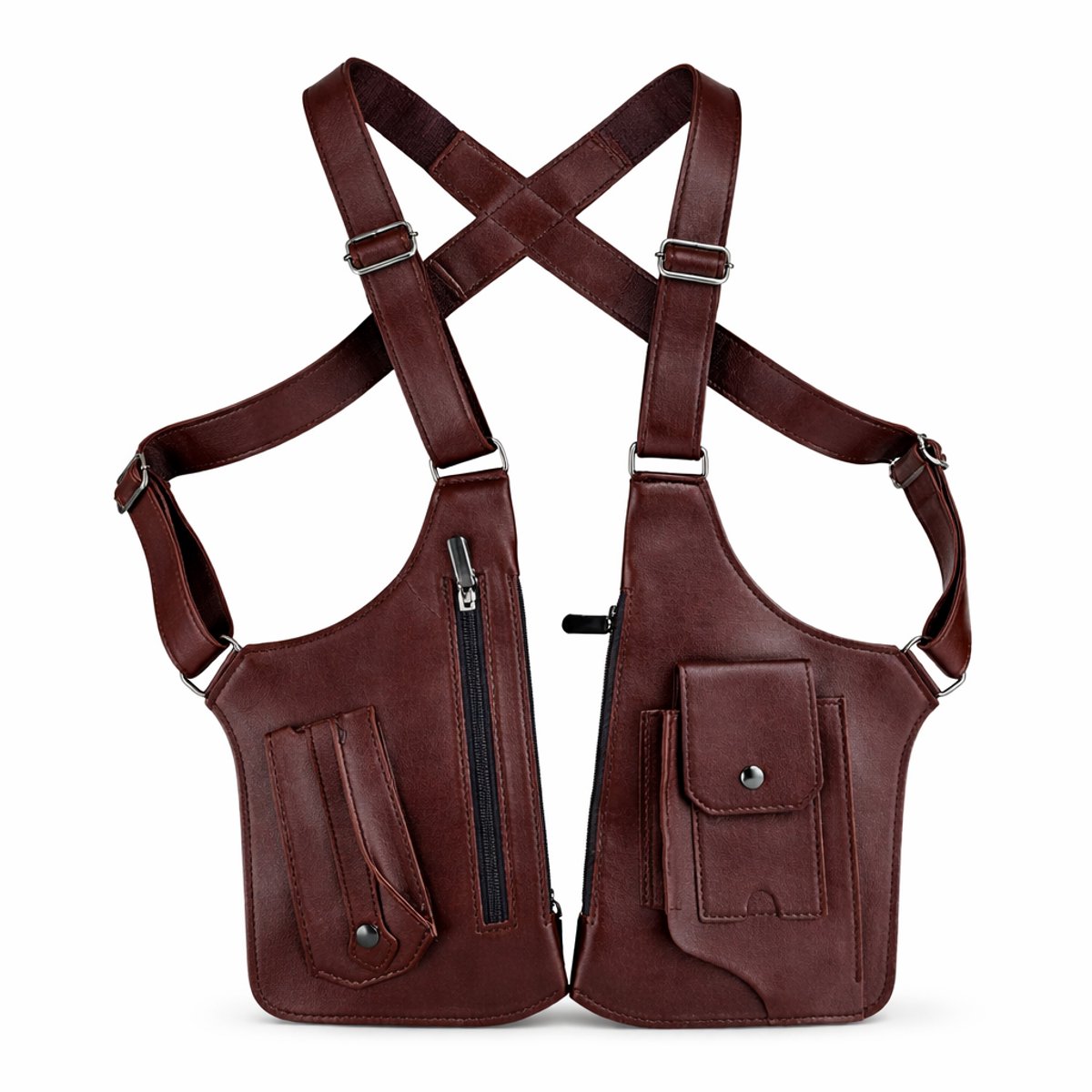 Kahil Schoudertas Heren Crossbody Anti-diefstal - Verborgen Rits - Verstelbare Band - DonkerBruin
