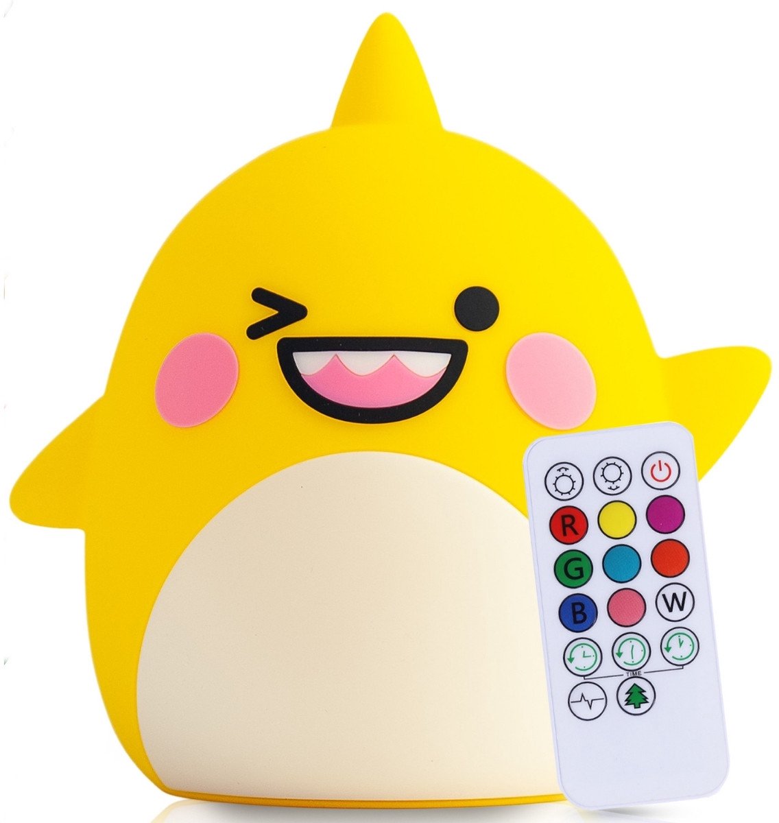 Kadoing Baby Shark Nachtlamp (Groot) met Afstandsbediening - Bedlamp Slaapkamer - 15.3cm Hoog