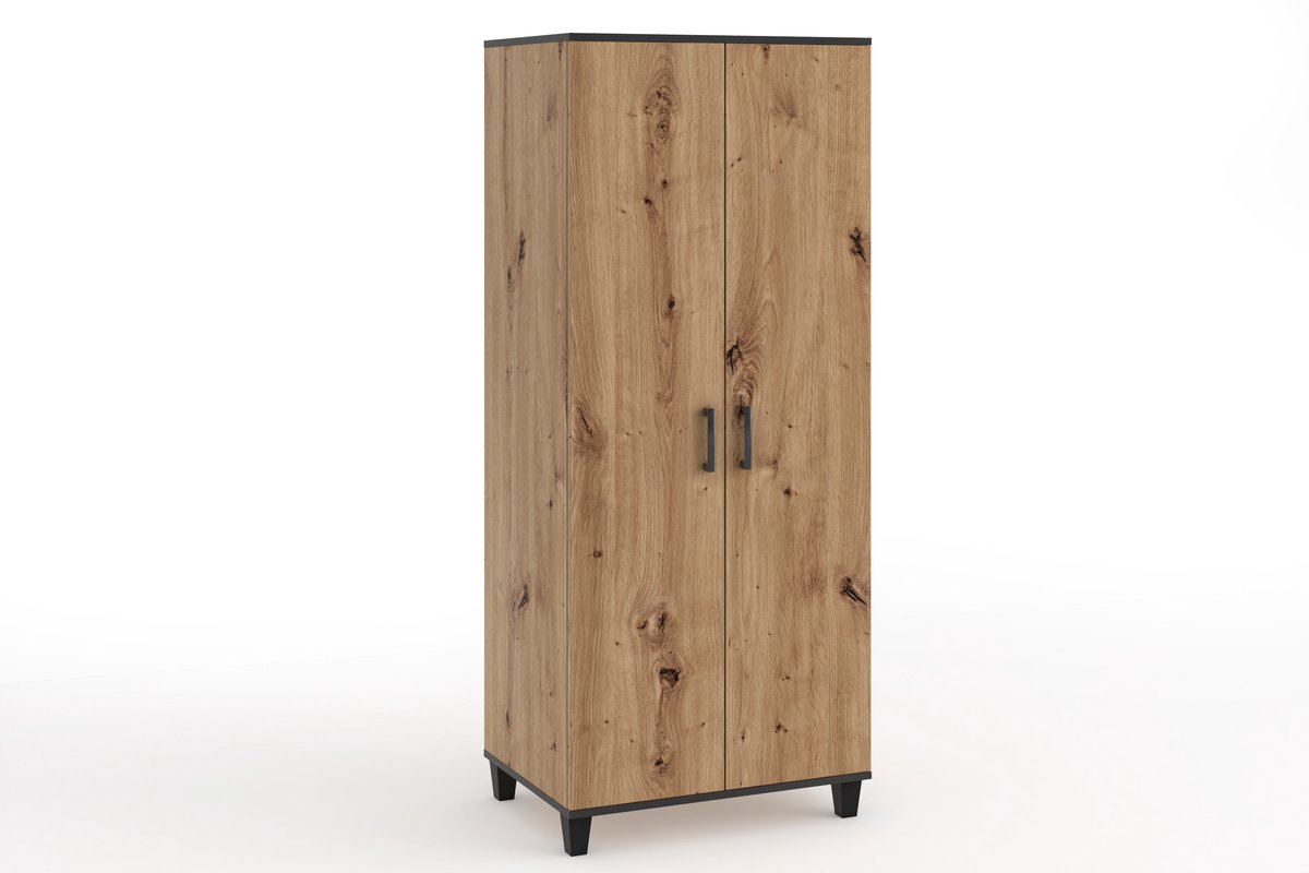 Kledingkast Vanessa Garderobekast Multifunctionele kast Hoge kast Slaapkamer 2 deuren Scharnierende deuren