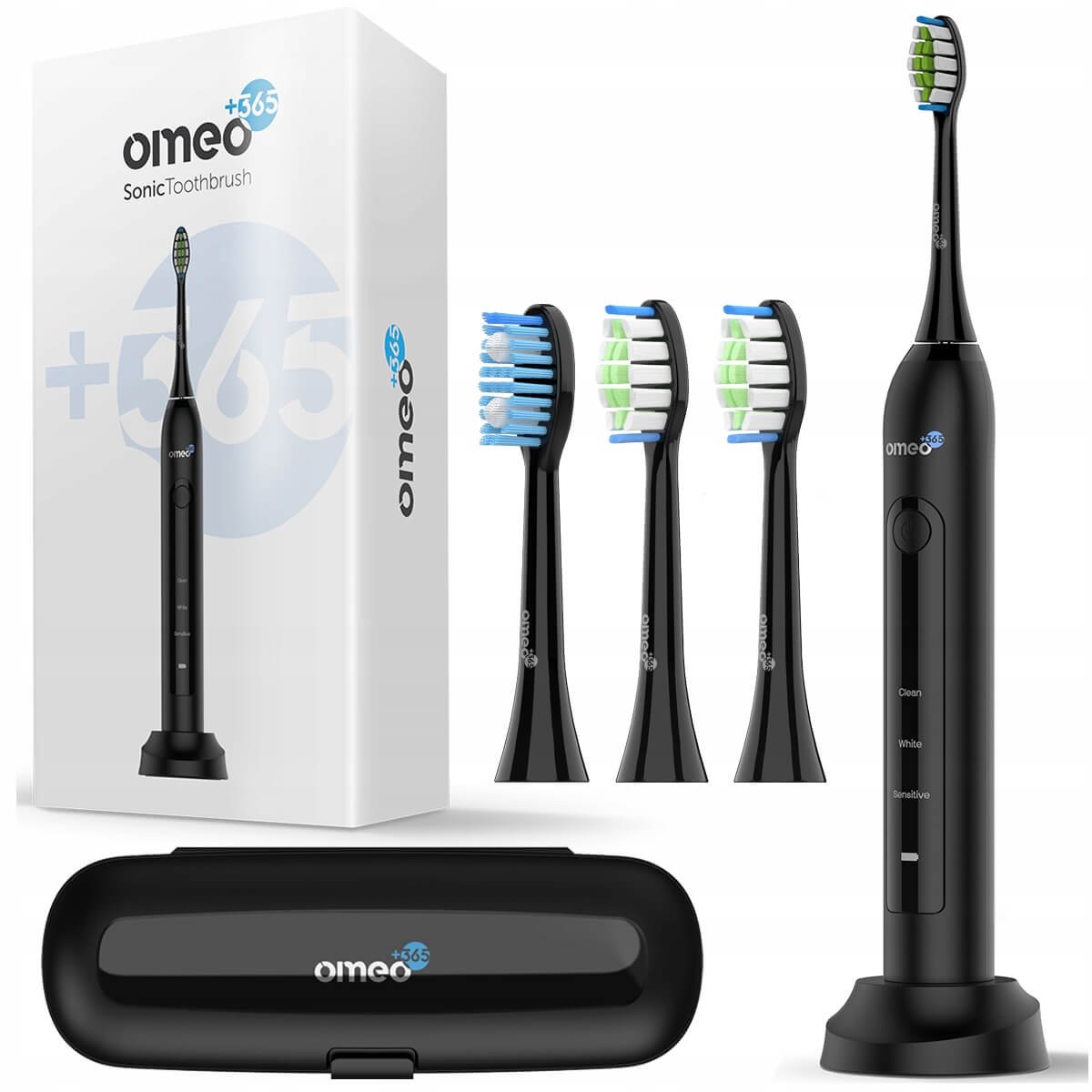 OMEO +365 - Sonische Tandenborstel - 48000 bewegingen - 60 dagen batterij - 3 poetsmodi - Reiskoffer