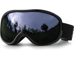 Ski Bril OTG - Dubbele Lens Anti-Beslagen - UV Bescherming - Voor Brildragers - Universele Helm Compatibiliteit - Ventilatiesysteem - Voor Mannen Vrouwen en Tieners - Zwart en grijs