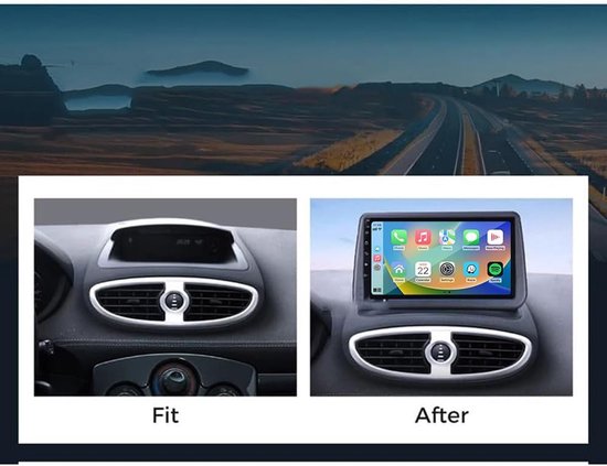 Autoradio -Android 15 9 inch 2 GB + 64 GB -Ondersteunt wifi, bluetooth en gps-navigatie; compatibel met CarPlay en Android Auto -Geschikt voor de Renault Clio 3 (modeljaren 2005-2014)