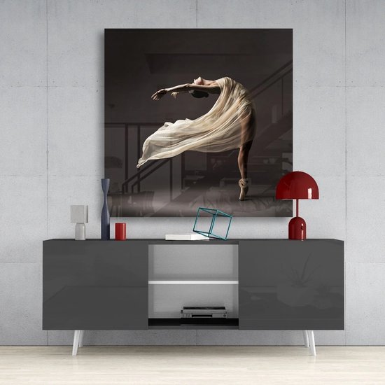 Glasschilderij - Ballerina - Wanddecoratie - 100x100 cm