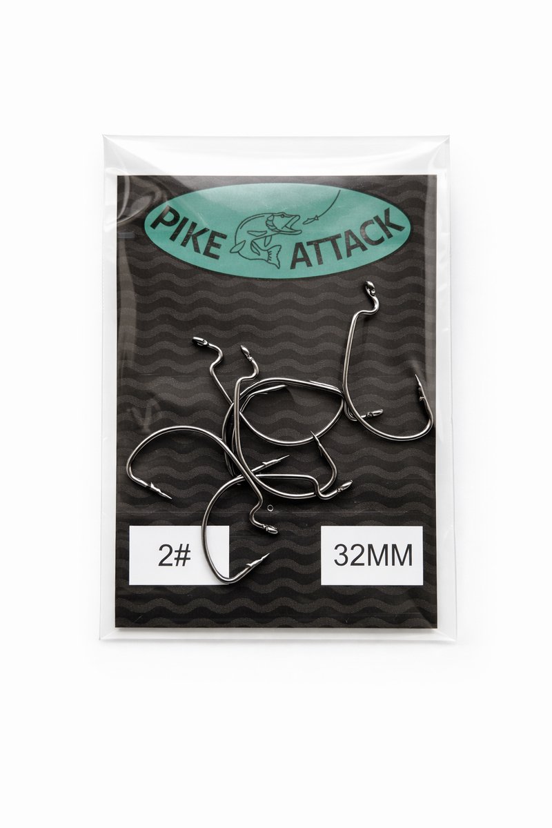PikeAttack-ofsethaak-wormhaak-weedleshaak-vishaak-size 2#-32mm