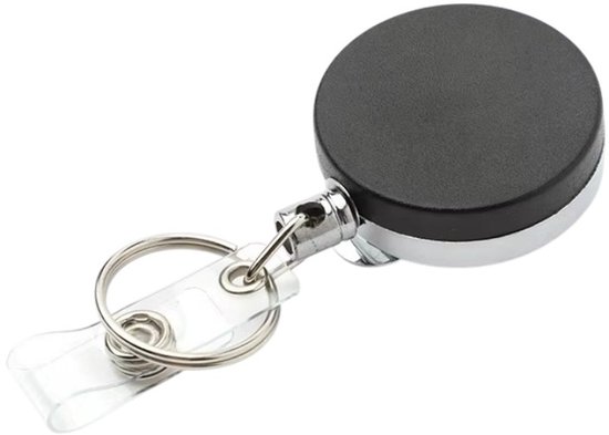 Fako Bijoux - Porte-clés rétractable Met Cordon, Anneau clé Et Porte-badge - Porte-forfait ski - Câble d'acier - Ø 40 mm