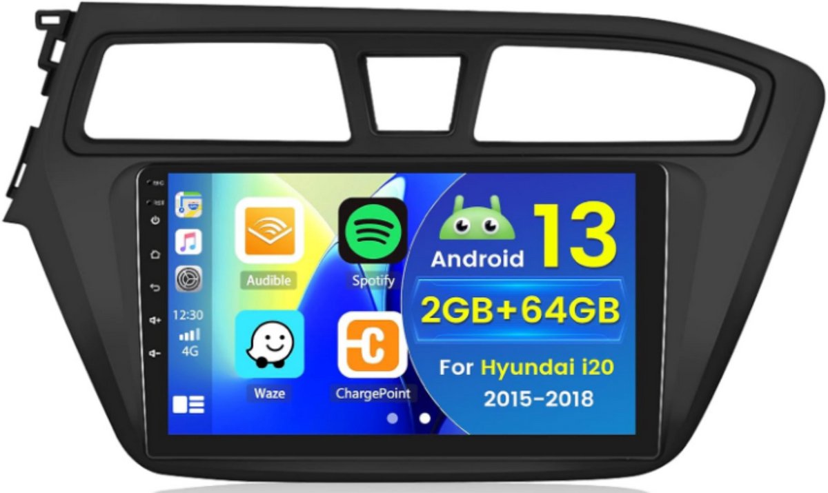 Autoradio -9 Inch Android 15 Met Compatible Carplay GPS Voor Hyundai i20 2015-2018 4GB+64GB FM/AM RDS Bluetooth WIFI SWC Mirror Link AHD Camera Aftermarket