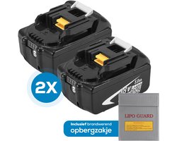 2x 18V 5.0Ah Li-Ion Accu geschikt voor Makita - Compatibel met BL1830B, BL1840B, BL1850B en BL1860B - Inclusief 2 x brandwerend zakje - Vervangende Batterij met LED-indicator - Inclusief Brandwerend Zakje - Boormachine - 18V 5000 mAh