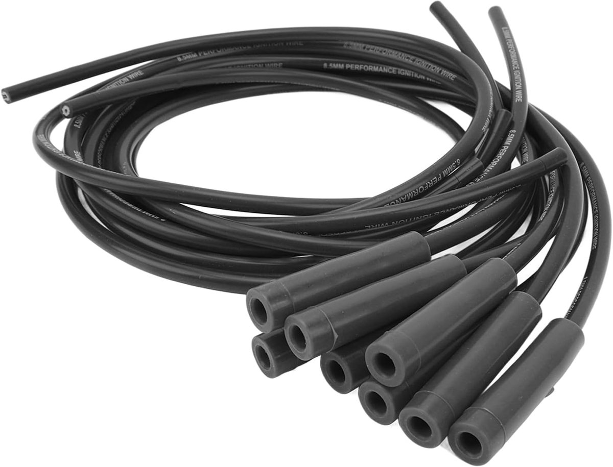 8.5Mm 180° - Spark Plug - Plug Wire Set - Ignition Plug Cable Kit - Ignition Coil Kit - Ignition Plug Cables - Dustproof Cap - Vervanging voor 8 Cylinder Modellen - Zwart
