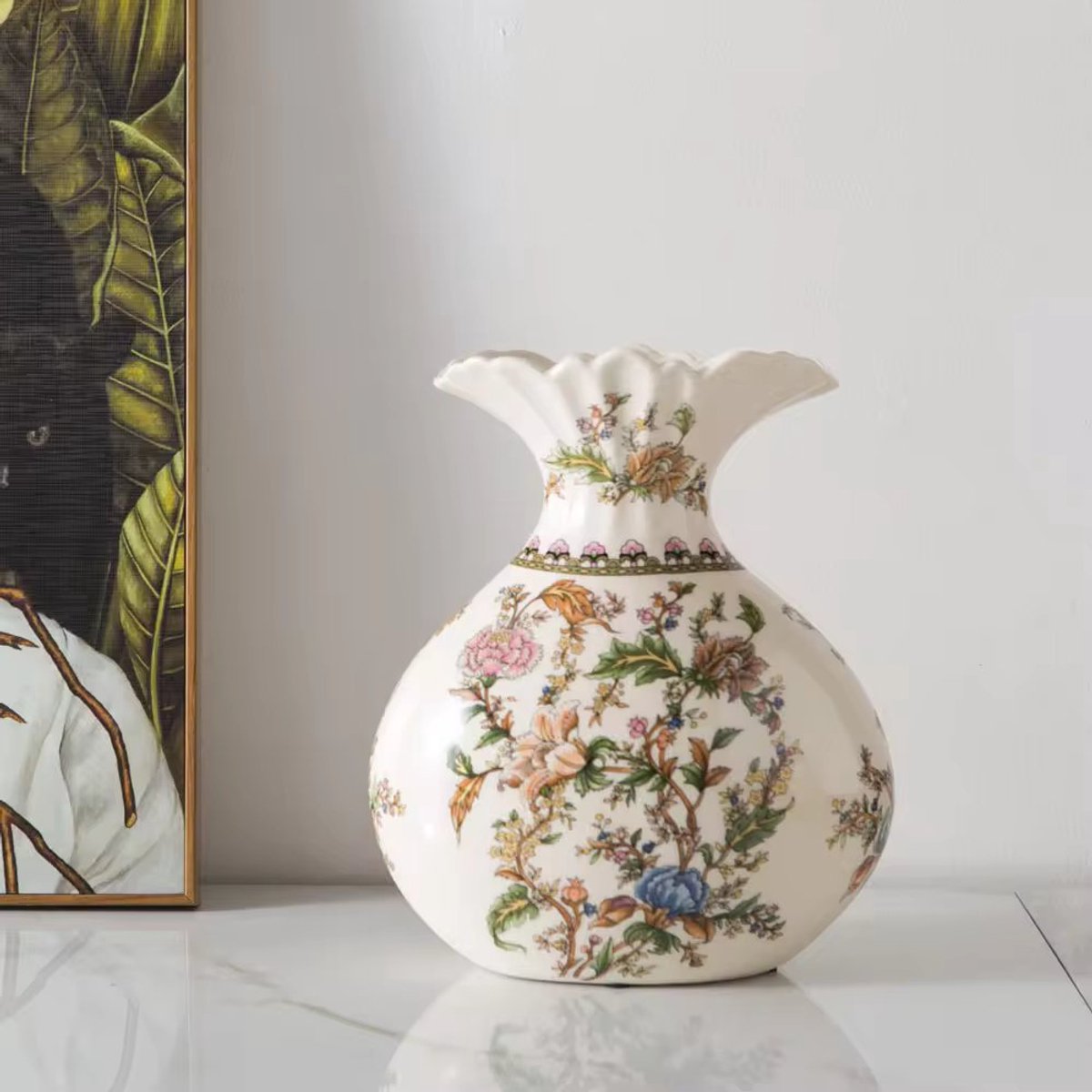 Home Cute Home - Europese design porseleinen vaas met groene bloem