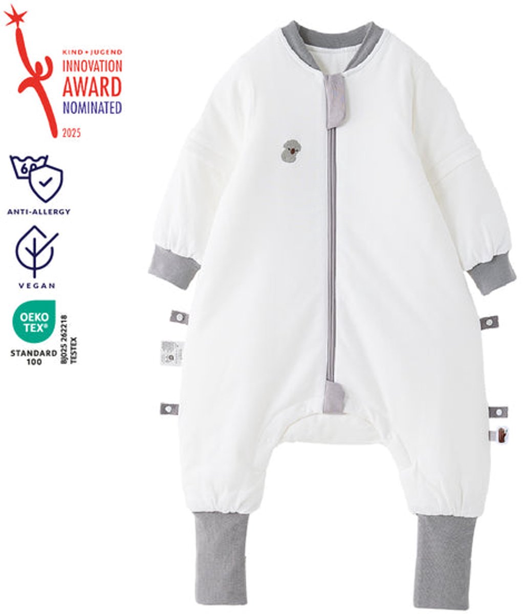 vos&bos PureGlow Slaapzak met Benen voor Gevoelige Huid - Antislip Voetjes - 3.0 TOG - L (92-104) - Grijze Koala