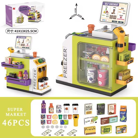 Caisse enregistreuse en bois - Jeu éducatif complet avec monnaie et carte Caisse enregistreuse en bois - Jeu éducatif complet avec monnaie et carte