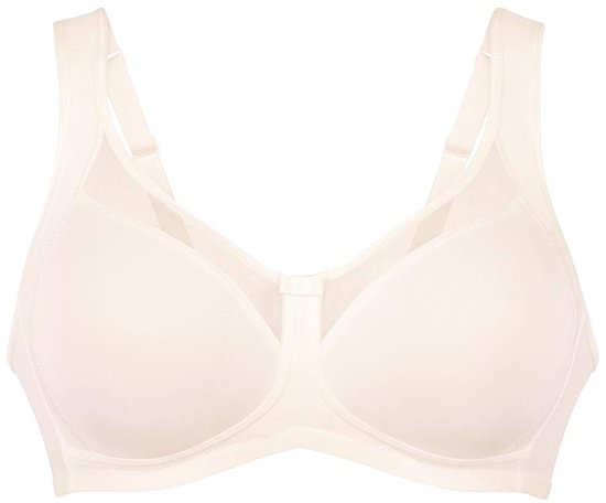 Crèmekleurig vest met brede, verstelbare bandjes en doorschijnende accenten.