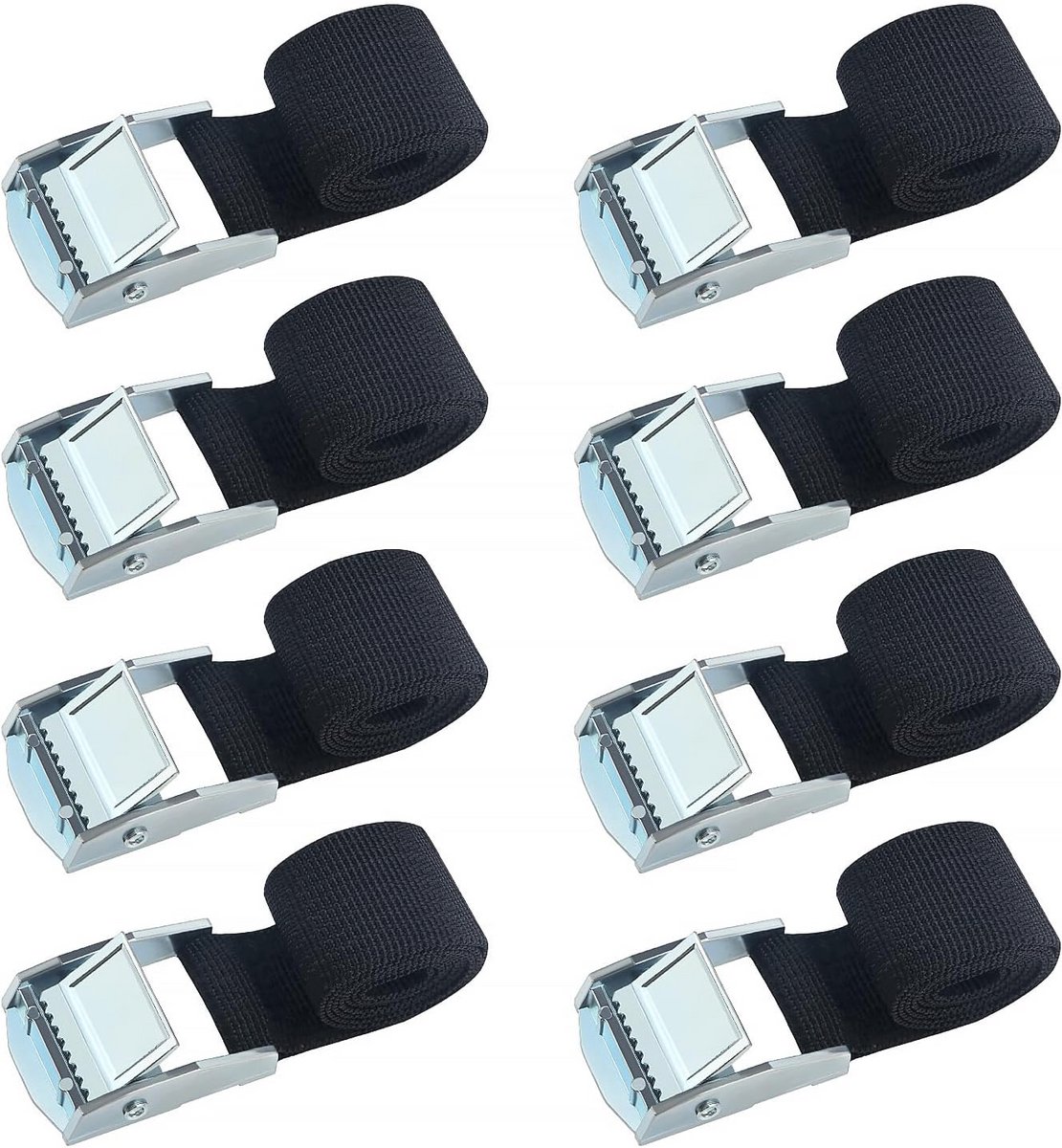 10 Stuks Spanbanden - Verstelbare Ratel & Draagtas - voor Motor, Auto, Aanhanger, Bagage, Vracht, Boot - Zwart - 50 x 2.5 cm