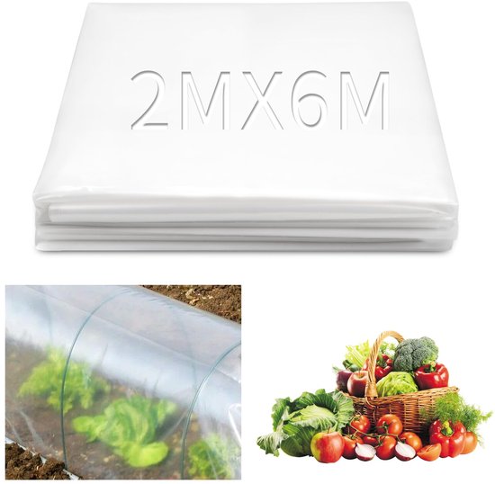 Ynkkvre - film de serre - 2m x 6m bâche de couverture PE pour tunnel de serre - film de jardin résistant aux UV pour légumes et tomates - couverture de serre en polyéthylène durable