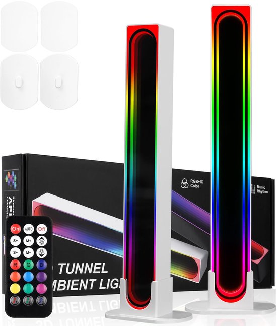 RGB LED Lichtstrip - Muziek Sync TV Achtergrondverlichting - App & Afstandsbediening 16 Miljoen Kleuren - Gaming Verlichting met Bluetooth App - Zwarte Lichtbar voor PC, TV, Slaapkamer Decoratie