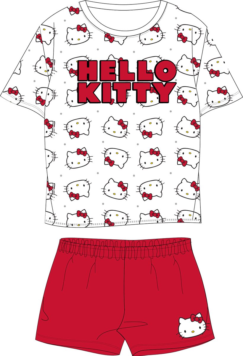 Hello Kitty Shortama - Pyjama - 2-delig - Meisjespyjama - Katoen - Maat 134