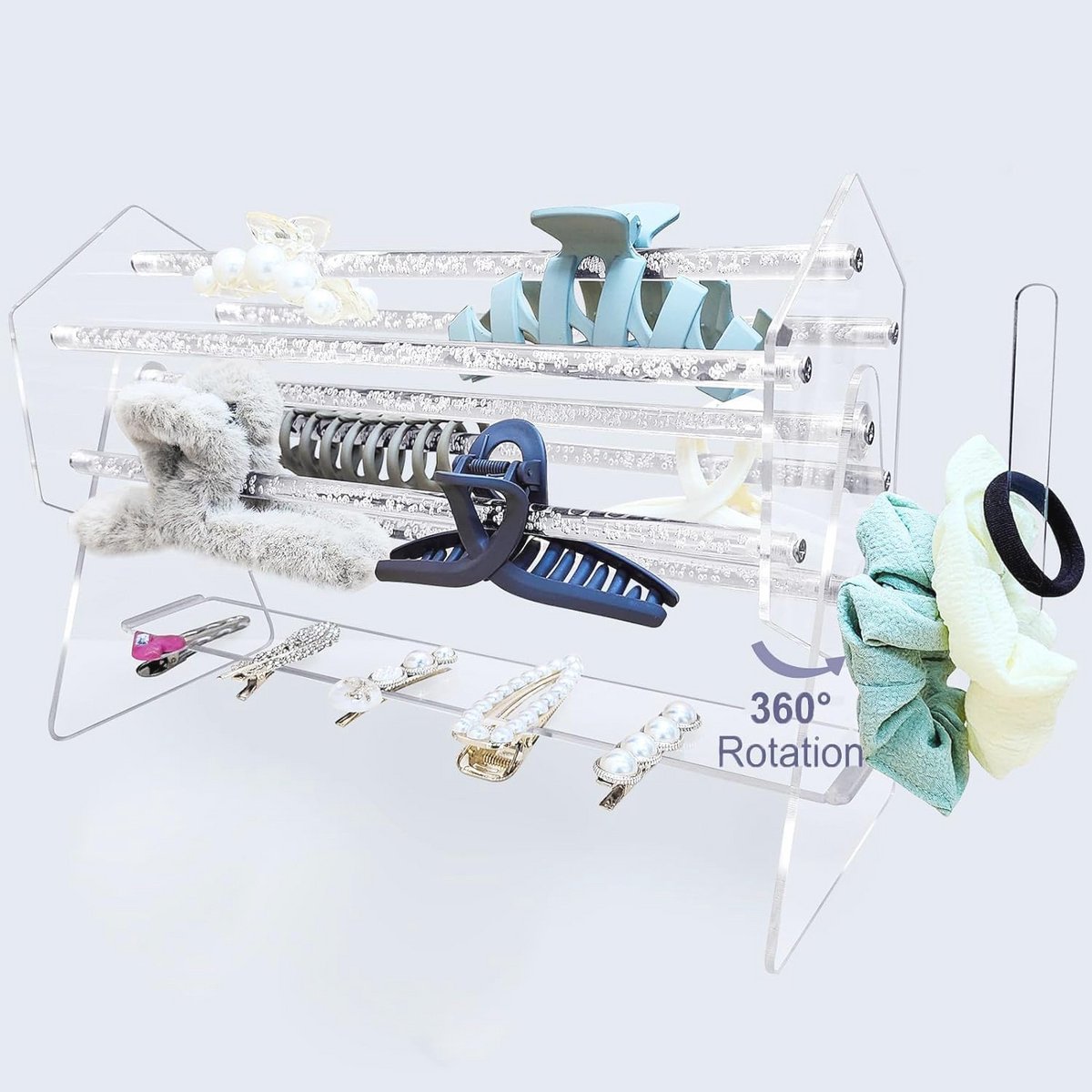 Acryl Haaraccessoires Organizer voor Meisjes - 360 Graden Roterende Klauw Clip Organizer