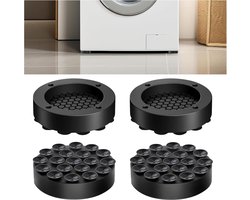 Vibration Dampers voor Wasmachine - 4pcs Rubber Shock Absorber met Suction Cup voor Wasmachines en Koelkasten - Zwart