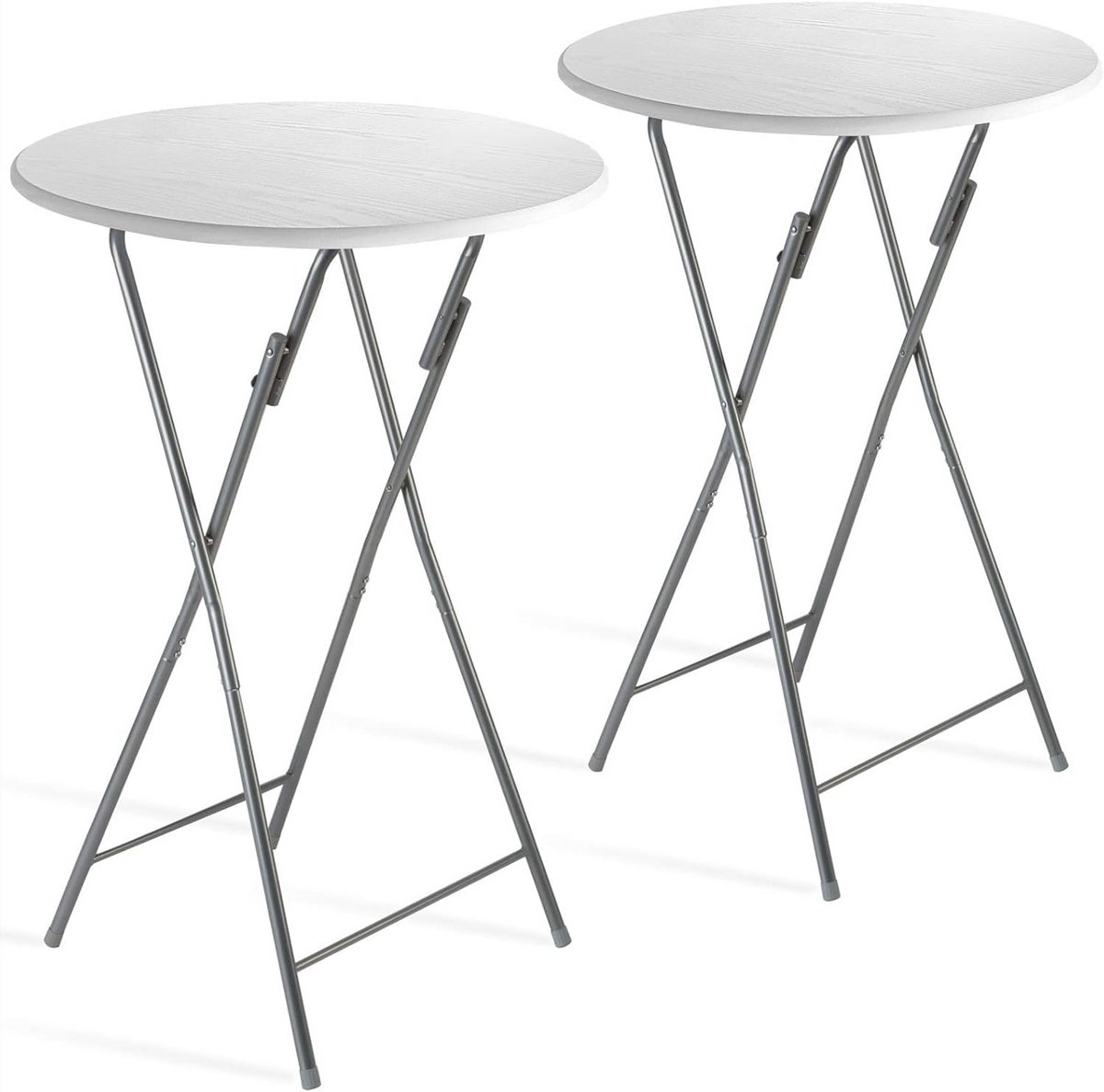 Set van 2 Inklapbare Ronde Statafels met Marmerlook - 110cm Hoog en Ø60cm