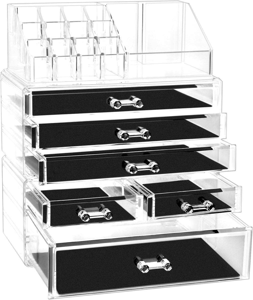 E-Ambar - Acryl make-up organizer met 6 lades - Transparant - Cosmetica opbergbox
