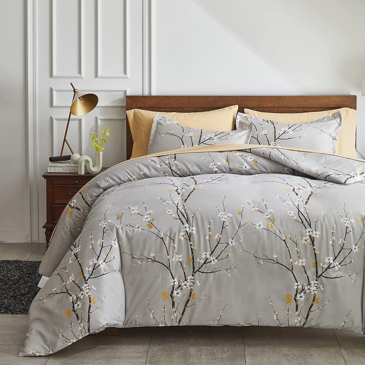 Dekbed 155 x 220 cm voor Allergieën - 4 Seizoenen met Bloemenpatroon en Kussensloop 80 x 80 cm