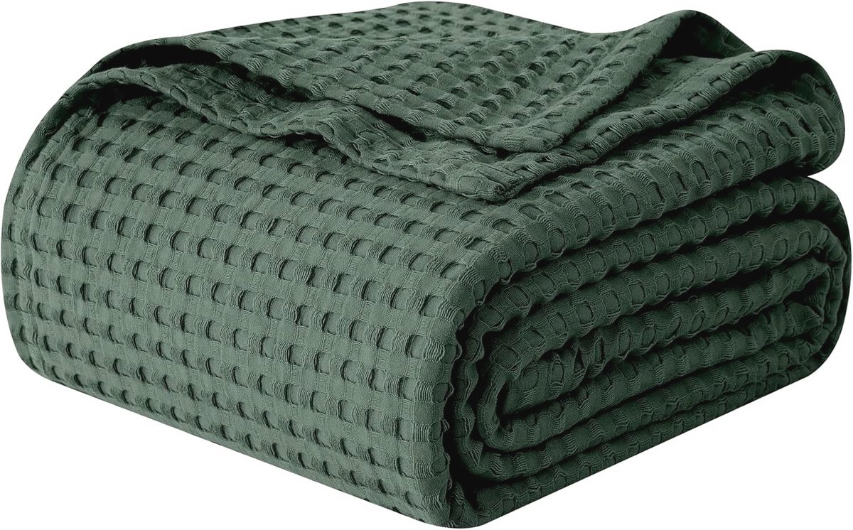 Lichte Katoenen Wafeldeken 175 x 214 cm - Ademend en Zacht Beddeken voor Alle Seizoenen