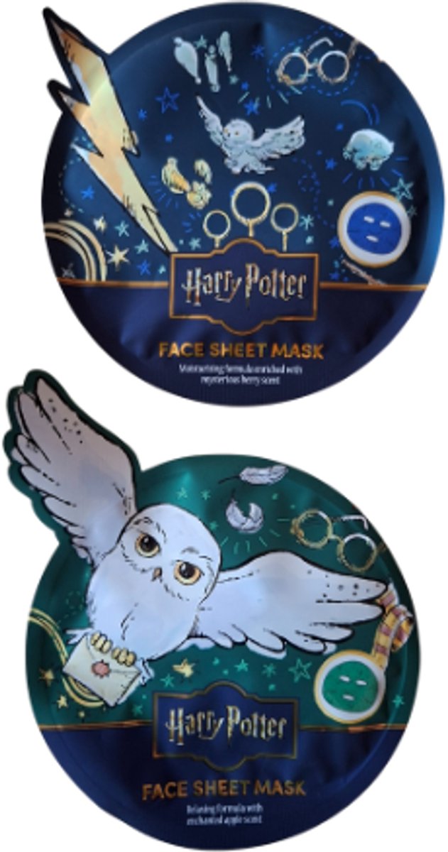 Harry Potter Gezichtsmasker - Set van 2 | Hedwig & Bliksemschicht - Bedrukt Sheetmasker | Hydraterend & Verzorgend - Magisch Verwenmoment