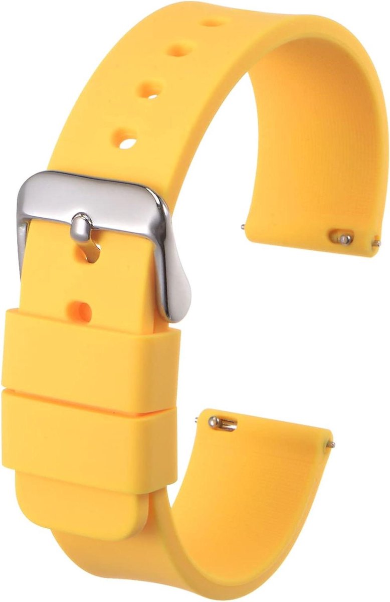 E-Ambar - Rubberen horlogebandje 22mm met snelspanner en roestvrijstalen gesp, geel, voor heren en dames