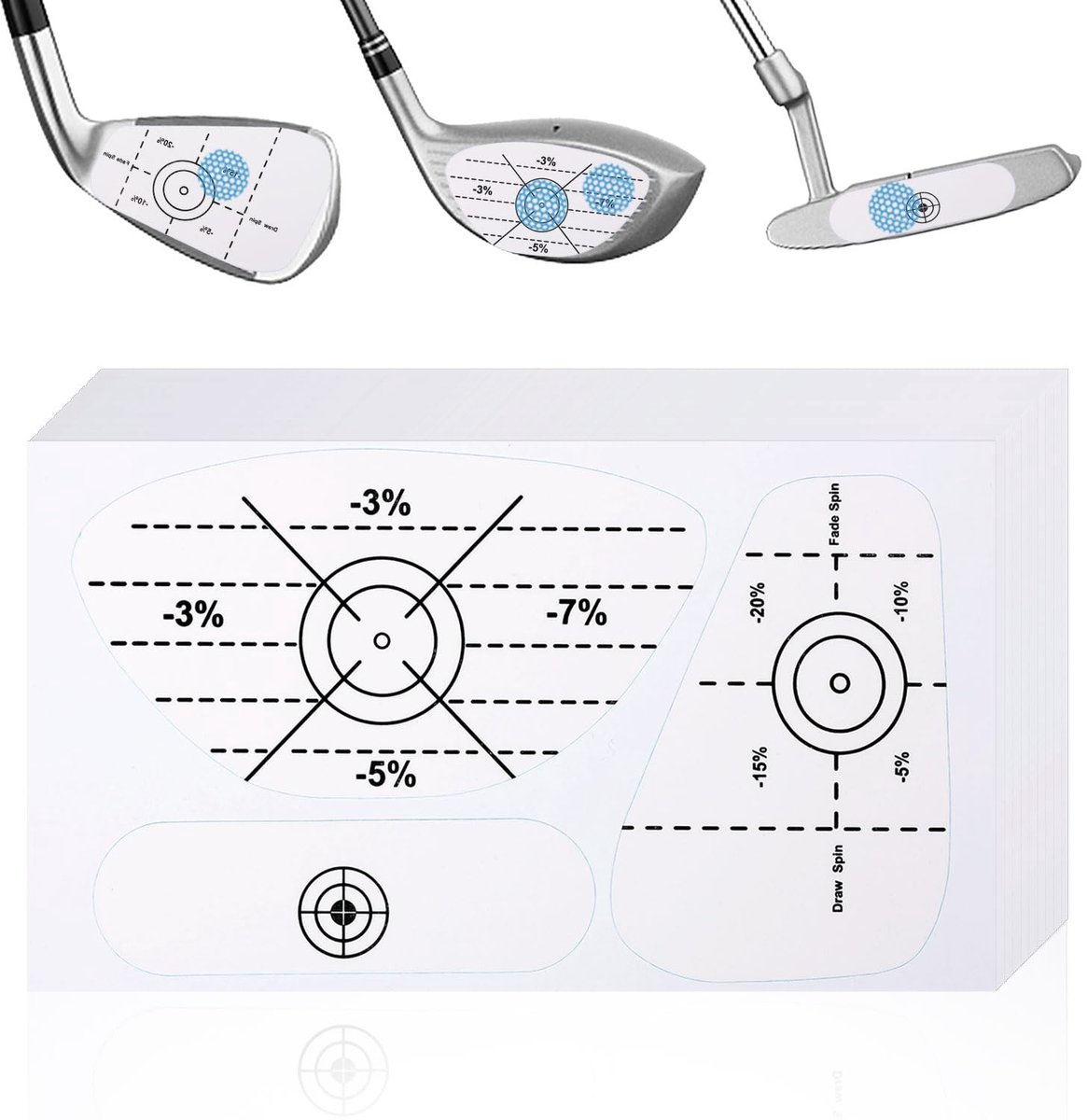 300 stuks golf impact tape, golfclub labels zelflerende sweet spot consistentie analyse golfclub training gezichtsstickers voor oefenswing training tool hout ijzer putters