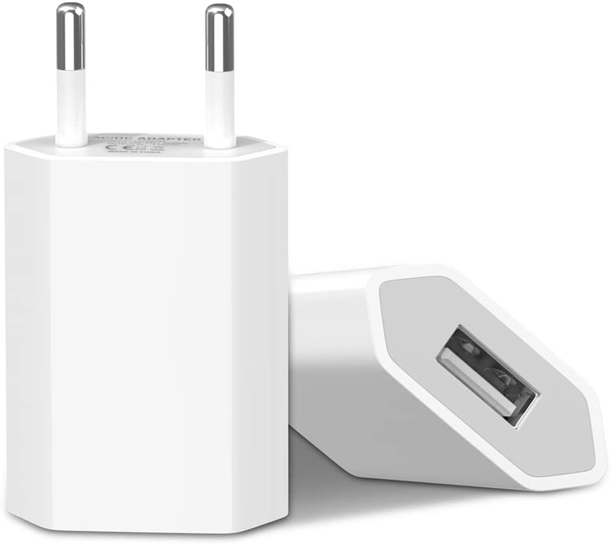 Ynkkvre - USB-adapter - Oplaadadapter - USB-lader - Reisstekker - Oplaadstekker - USB-stekker - 2 stuks - Universele compatibiliteit - 5V/1A - Europese stekker
