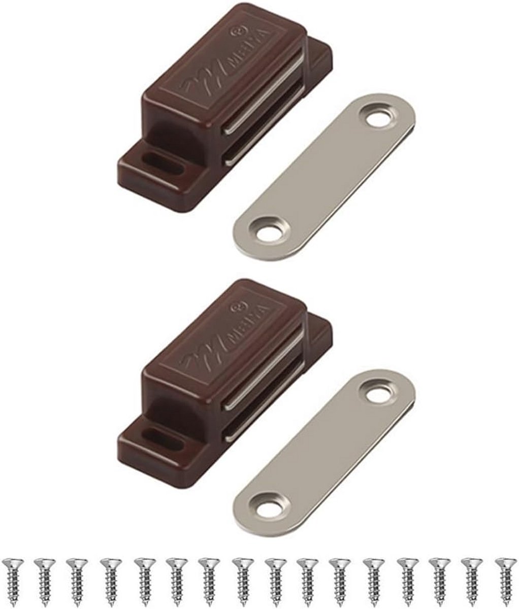 Magnetische Deurvangst voor Kastdeuren en Laden - Eenvoudige Installatie en Sterke Sluiting - 2-Pack Bruin