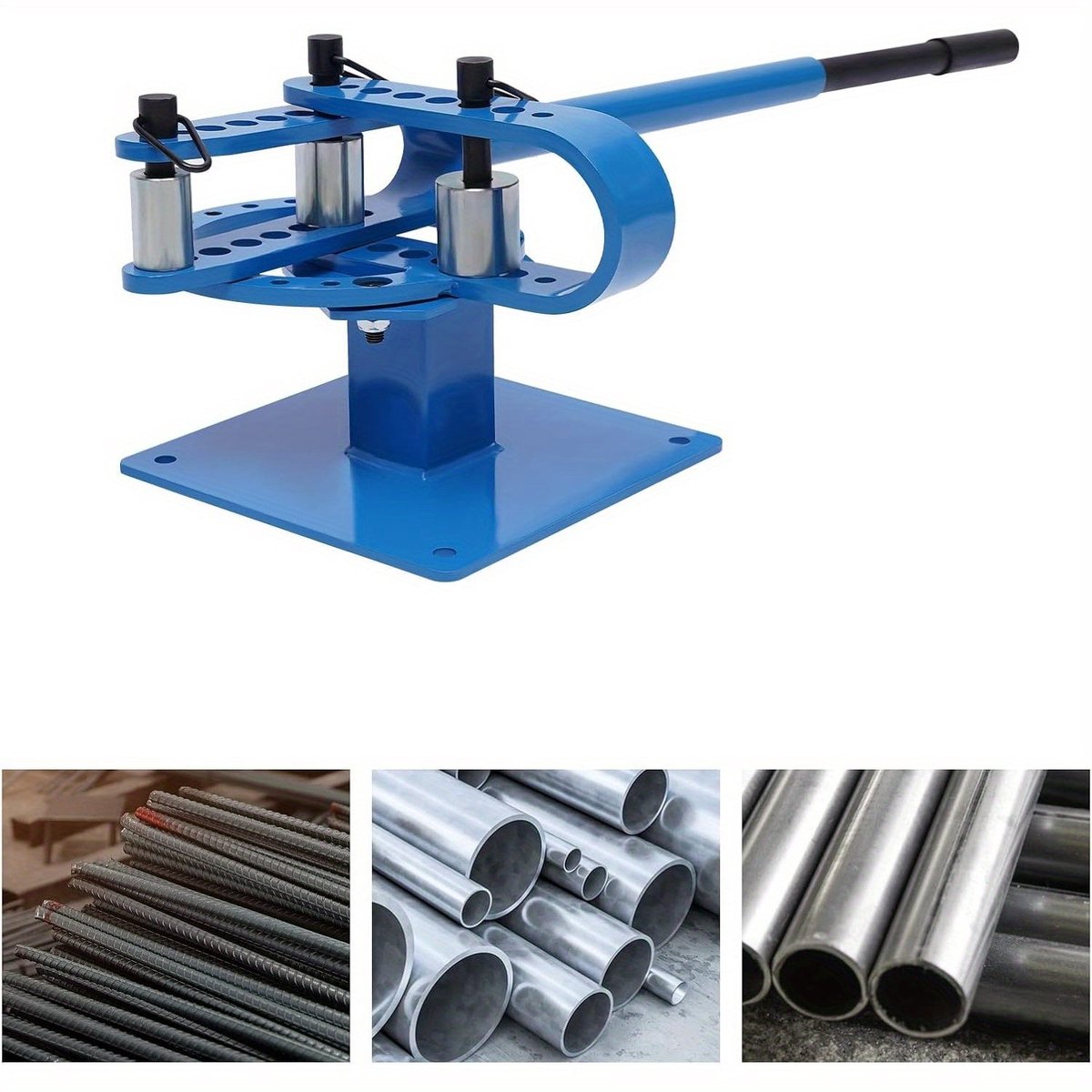 Manuele Buizenbuiger – Buizenbuiger – Pijpenbuiger – Buigtool – Buisvormer – Robuust Metalen Ontwerp – 7 Buigschijven 25-75 mm – Compact Blauw