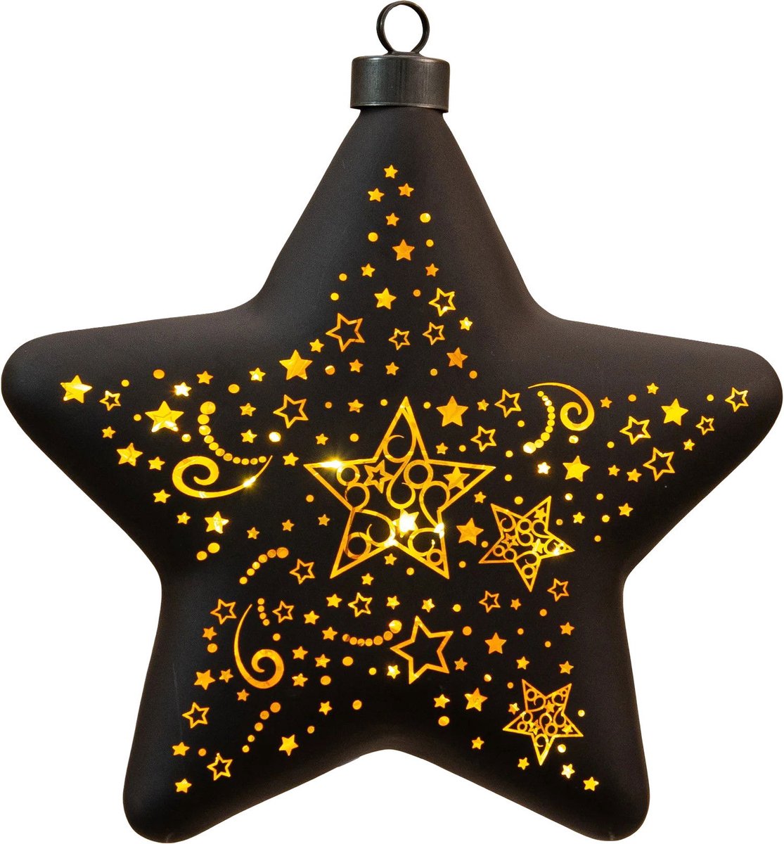 Annas collection - Led ster glas sterren 19 cm zwart/goud
