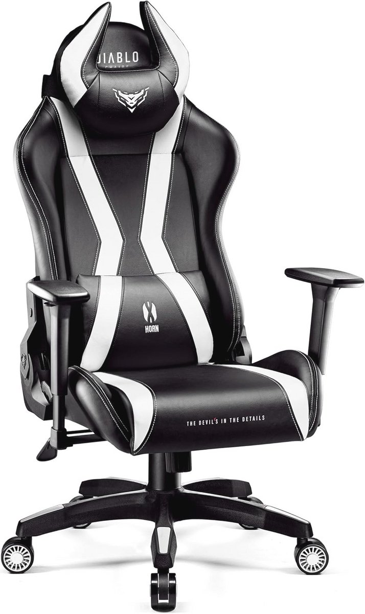 Ergonomische Gaming Stoel met 3D Armleuningen en Kantelfunctie - Zwart-Wit