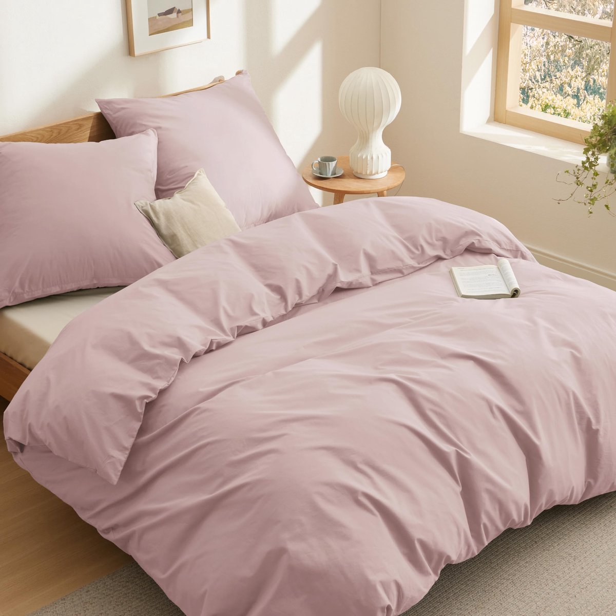 Unyqoos Roze katoenen dekbedovertrekset met ritssluiting en kussenslopen 220x240 cm